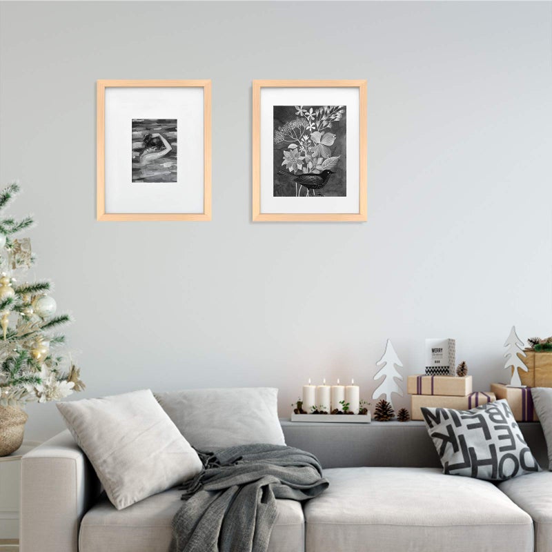 KINLINK 11x14 Picture Frames Natural Wood Frames with Acrylic Plexiglass for Pictures 5x7/8x10 with Mat or 11x14 without Mat, Tabletop and Wall Mounting Display, Set of 4 - Image 5